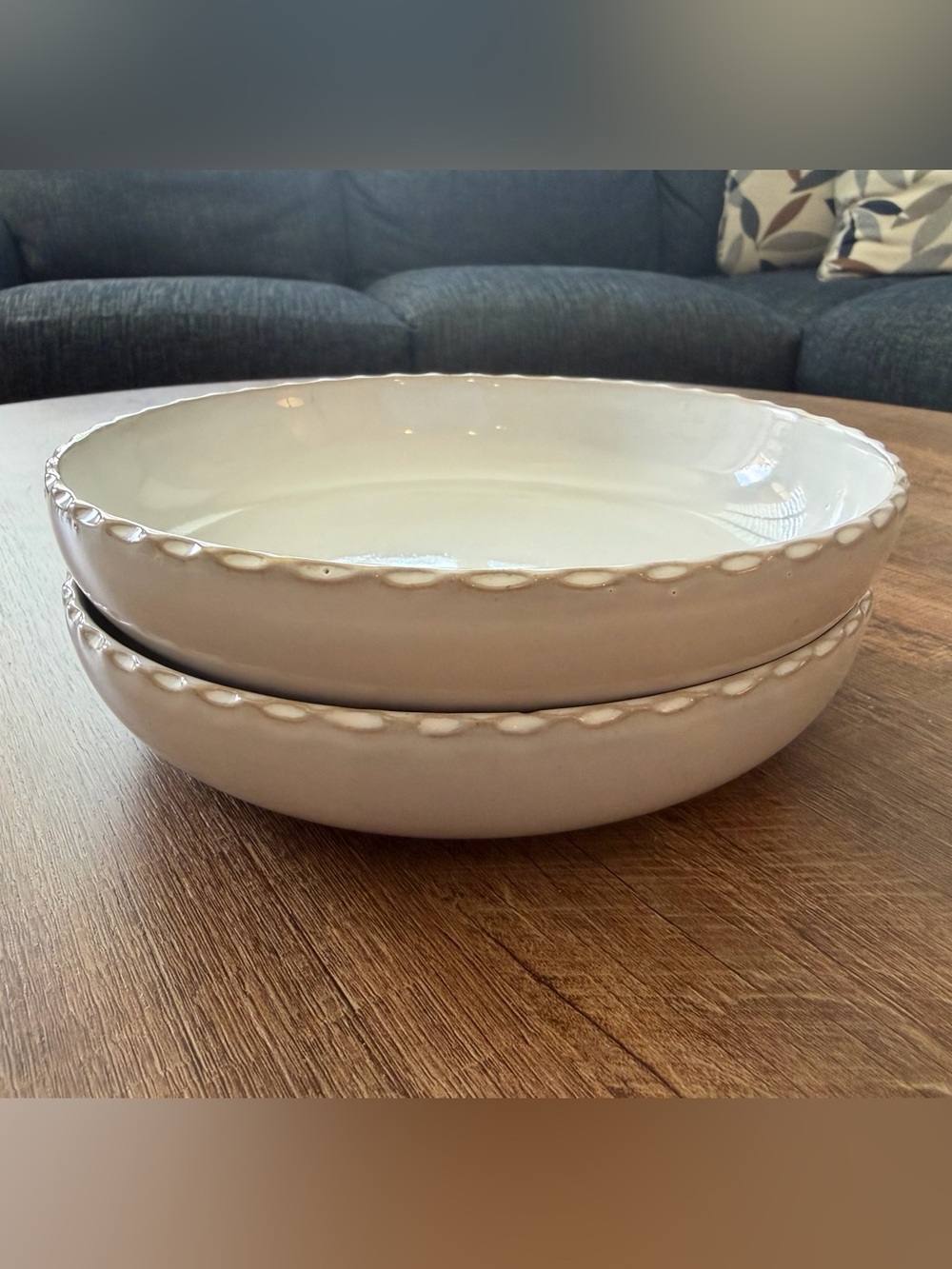 Set of 2 Hearth & Hand with Magnolia Scalloped Stoneware Pasta Bowls - Cream